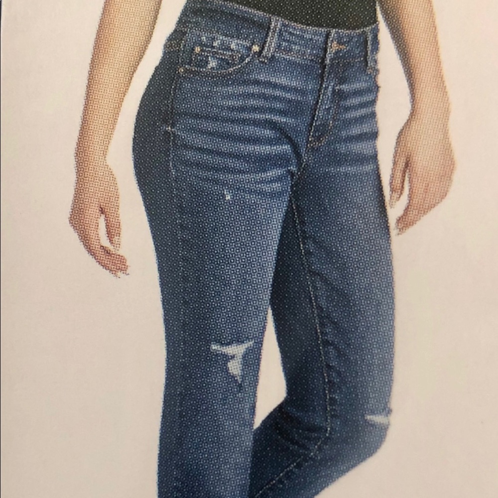 Time and Tru Straight Mid-Rise Distressed Jeans